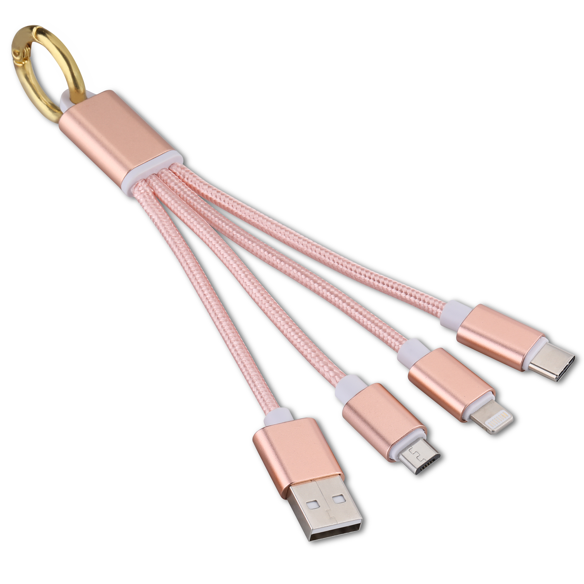 Ellie Rose - Wholesale Charging Cable - 3-in-1 Charging Keychain - Rose Gold9