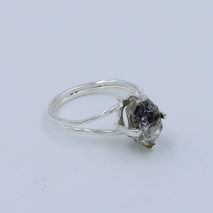 Silvex Jewelry - Wholesale Single Stone/Solitaire Ring - Raw Herkimer Diamond 925 Silver Ring