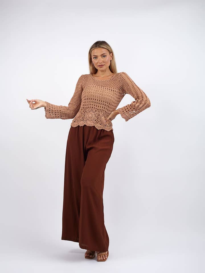 Bijondo - Wholesale Knit Top - Women's - Lilly long sleeve crochet top
