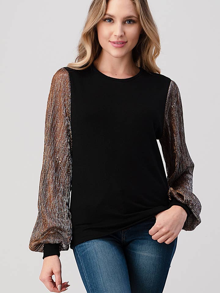 Gebreid pak met ronde hals en geplooide mouwen voor wholesale door Orange Farm Clothing