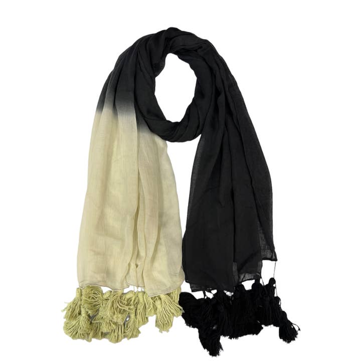 London Scarves - Wholesale Scarf - Women's - Ombre big tassel cotton mix scarf2