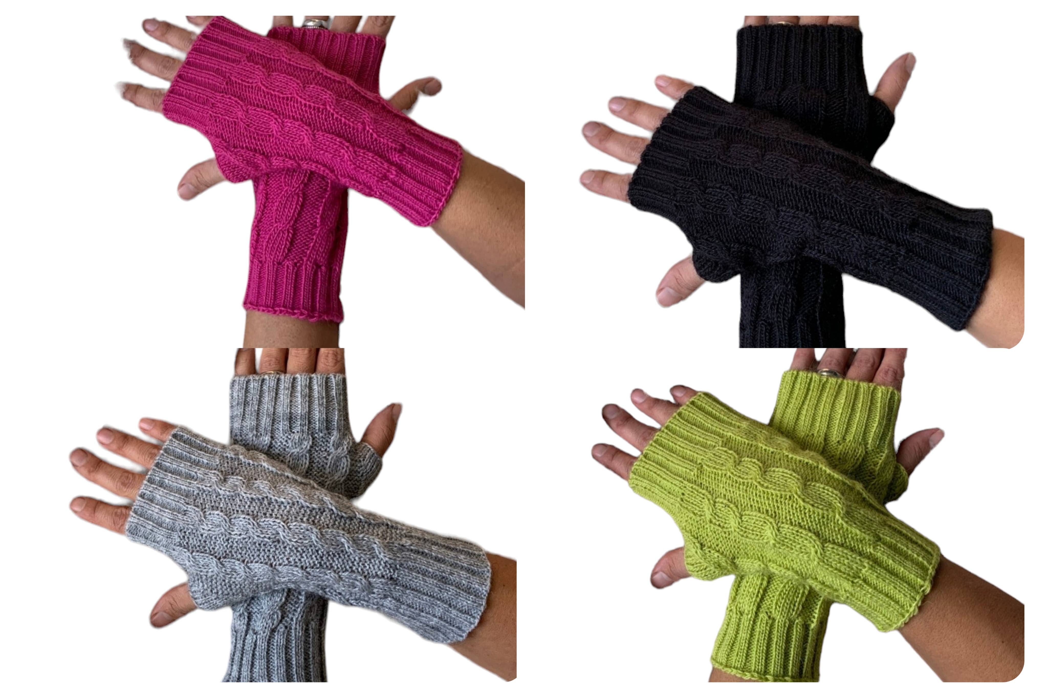 MODA LATINA - Vente Gants – femme - Gants en alpaga tricotés, gants d'hiver, gants sans doigts10