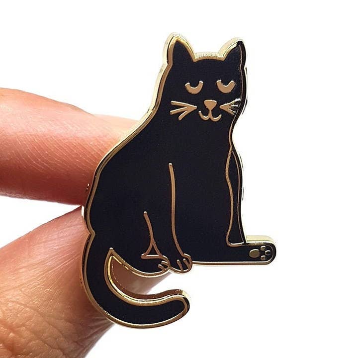 Black Cat Hard Enamel Pin for wholesale by Fawa Shah