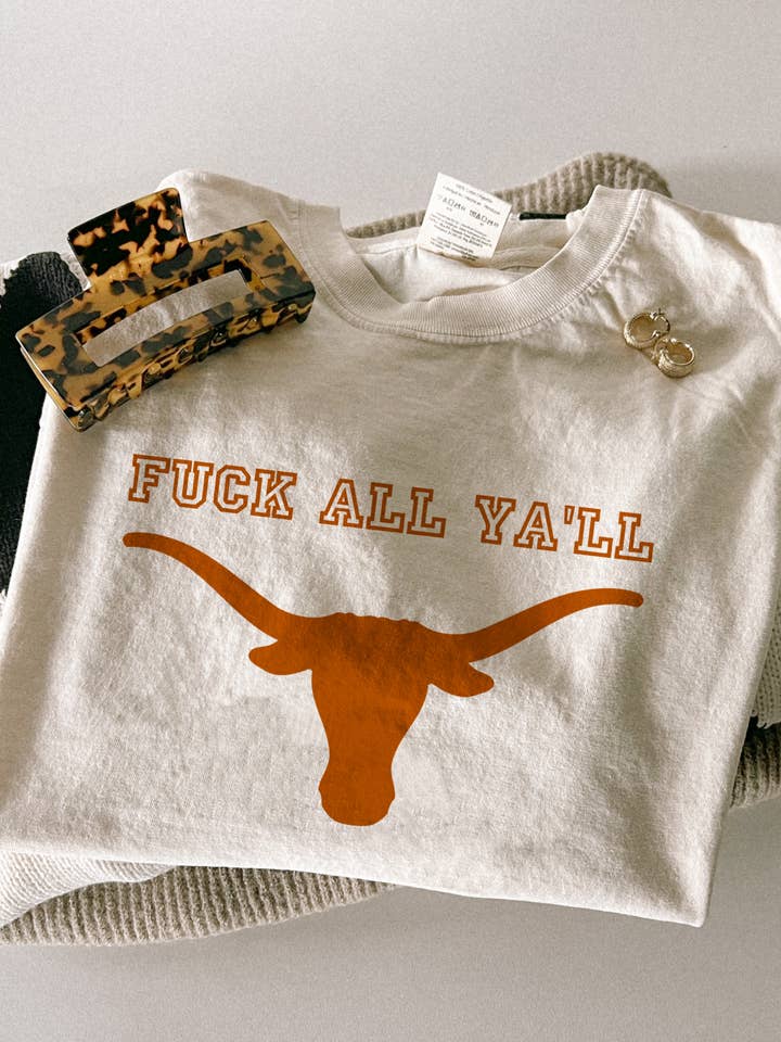 Yoga Bitch Apparel – Großhandel T-Shirt mit Siebdruck – Damen – Fuck All Ya'll Texas Fußball-T-Shirt