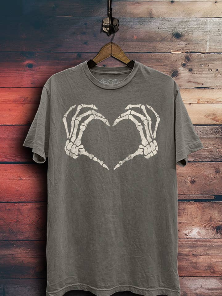 Lotus Fashion Collection - Wholesale Screen Printed T-Shirt - Women's - Skeleton Heart Hand Graphic Top2