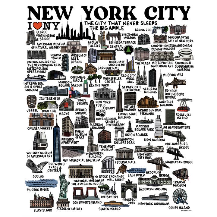 New York City Map Color for wholesale by Whereabouts Shop