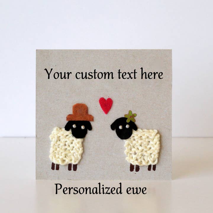 Lenasminiland – wholesale Årsdagskort – Lycklig ull årsdagen stickade fårkort, handgjorda tacka gif5