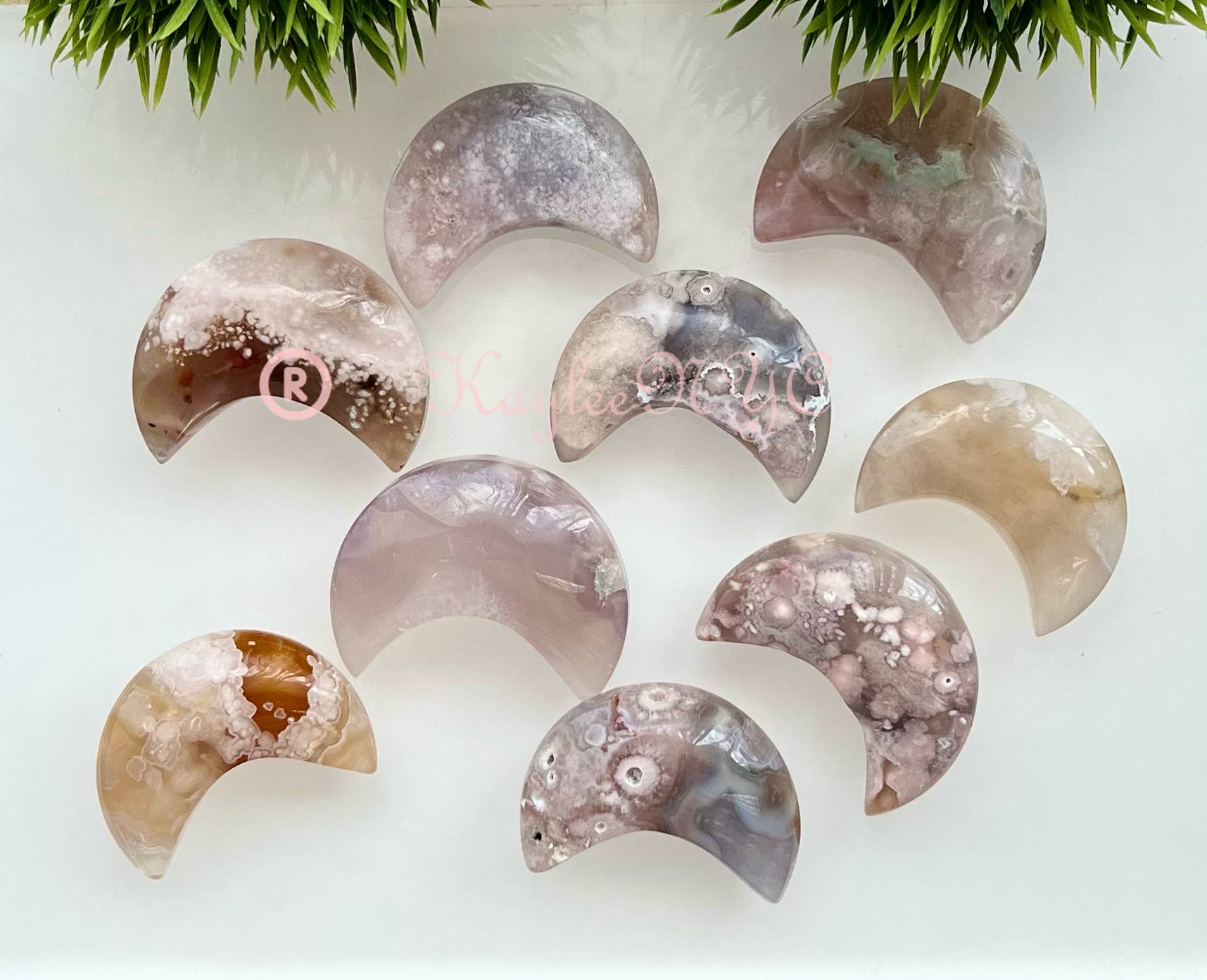 KayleeNYC - Wholesale Spiritual stone/crystal - 1 lb Natural Flower Agate Crystal Moon Healing Lot
