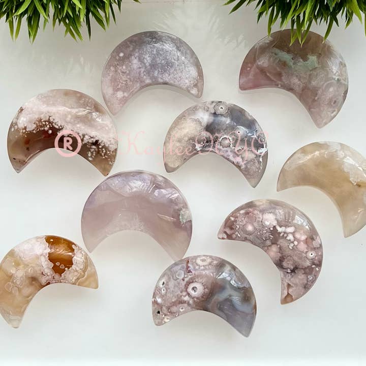 KayleeNYC - Wholesale Spiritual Stone/Crystal - 1 lb Natural Flower Agate Crystal Moon Healing Lot