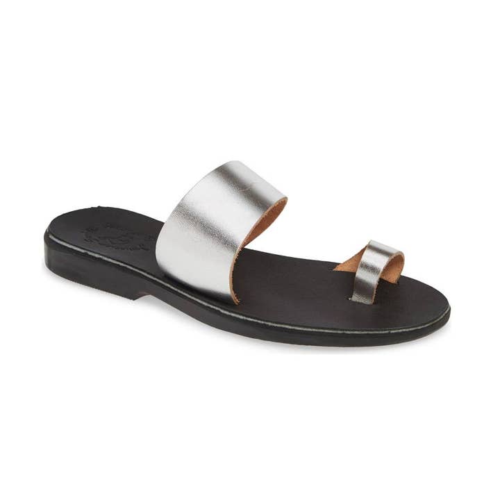 Abra - Leather Toe Loop Sandal | Silver for wholesale by Jerusalem Sandals