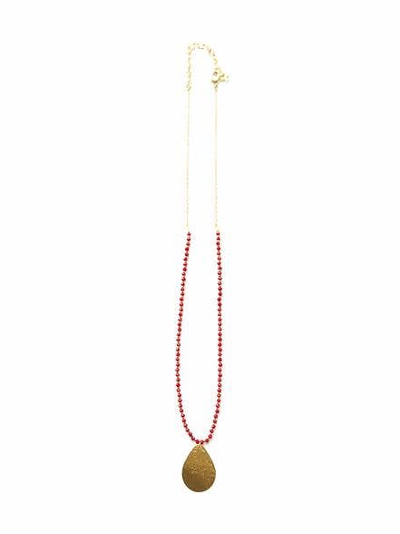 Fair Anita - Wholesale Pendant/Charm Necklace - Red Beaded Pendant Necklace - Brass3