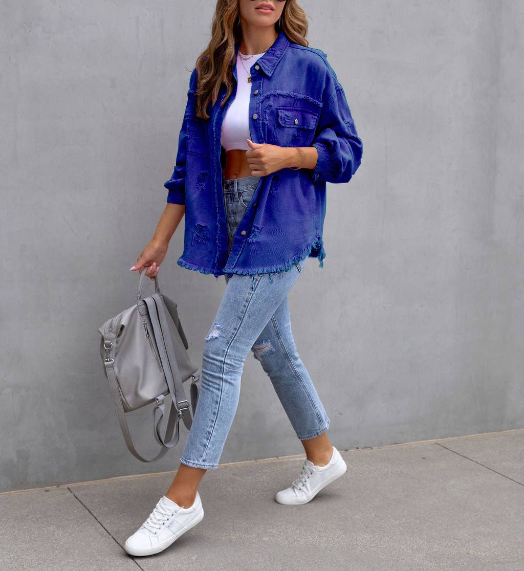 HIDDENBRAND - Wholesale Denim Jacket - Women's - Denim Jacket Women Long Sleeve Casual Lapel Top9