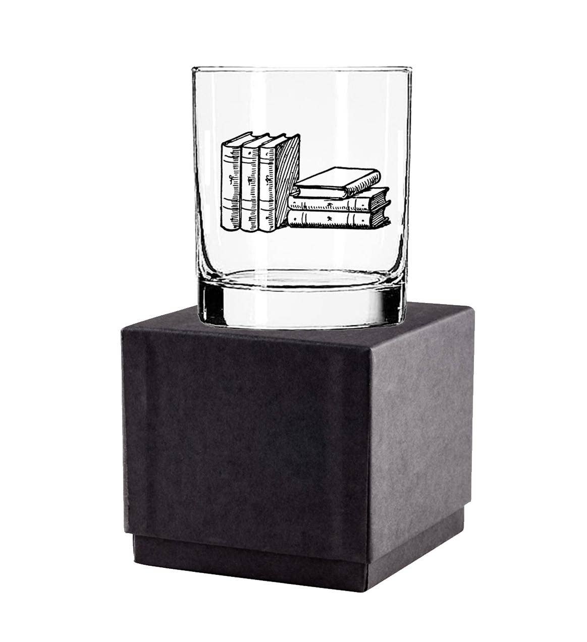 Fly Paper Products - Wholesale Cocktail/Liquor Glass - Stack of Books 11oz Glass Tumbler2