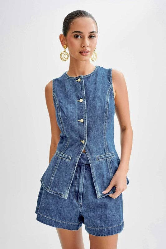 By Claude - Wholesale Top & Short Set (NOT Loungewear) - Women's - WOMEN FASHION DENIM TWO PIECE SET11