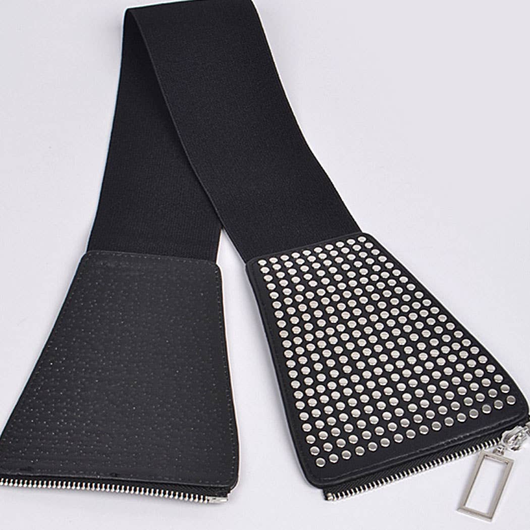 3AM BY H&D ACCESSORIES - Vendita all'ingrosso Cintura - Donna - Cintura elastica con cerniera borchiata3