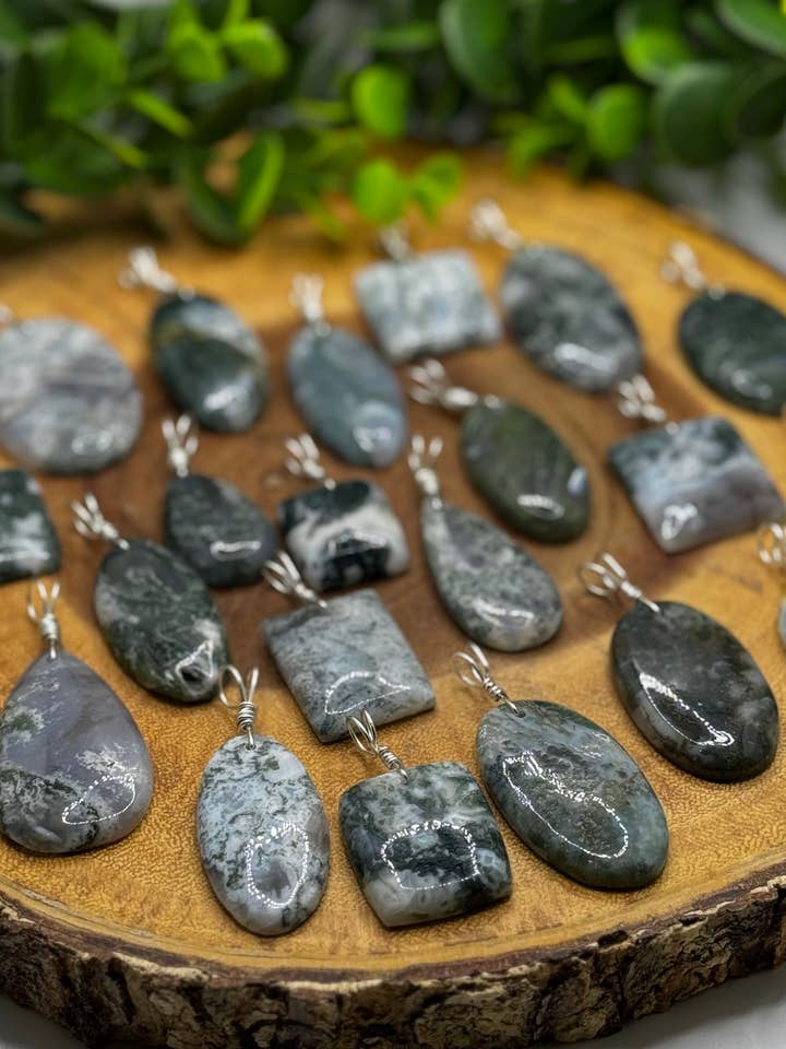 Colgante ágata de musgo para venta al por mayor de Moonbeam Healing
