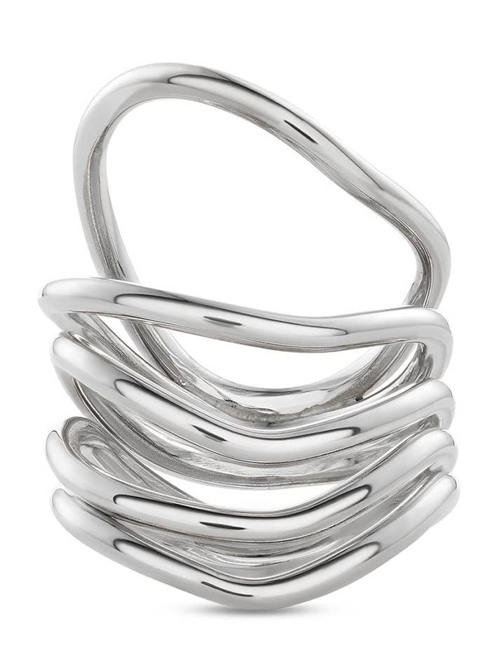 Anillo Ola de Descanso en la Playa Plata para venta al por mayor de NO MORE ACCESSORIES