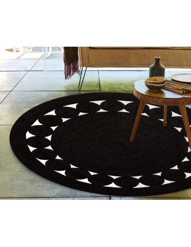 Mani Textile - Wholesale Area Rug - LEYLIM Round Black/White Rug1