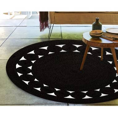 Mani Textile - Wholesale Area Rug - LEYLIM Round Black/White Rug1