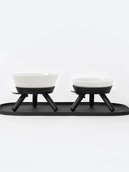 Oreo Elevated Pet Feeder Table . Black & White . Short for wholesale by Pets So Good