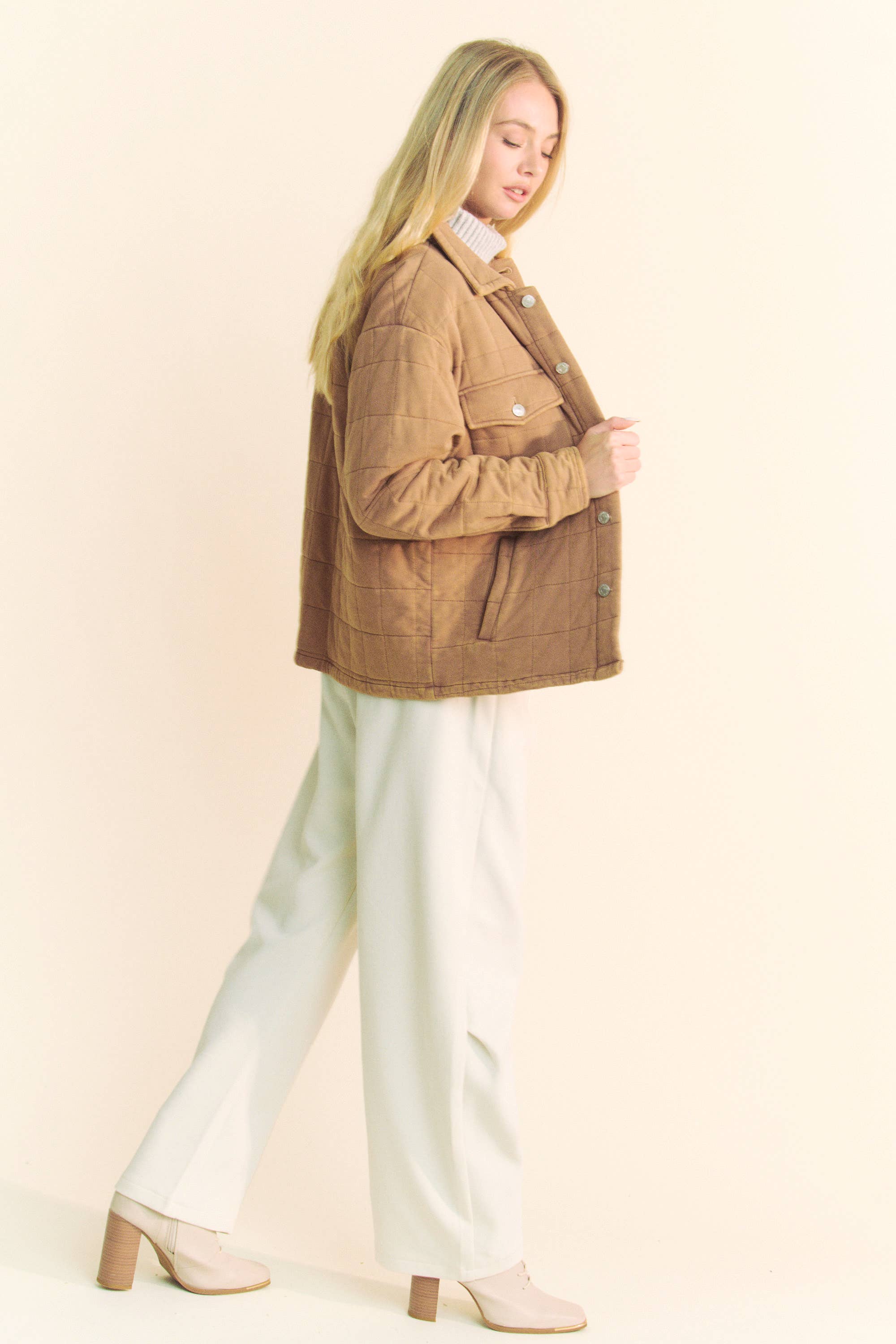 Davi & Dani - Wholesale Jacket - Women's - PLUS POCKET BUTTON FRONT SHACKET SHIRT JACKET12