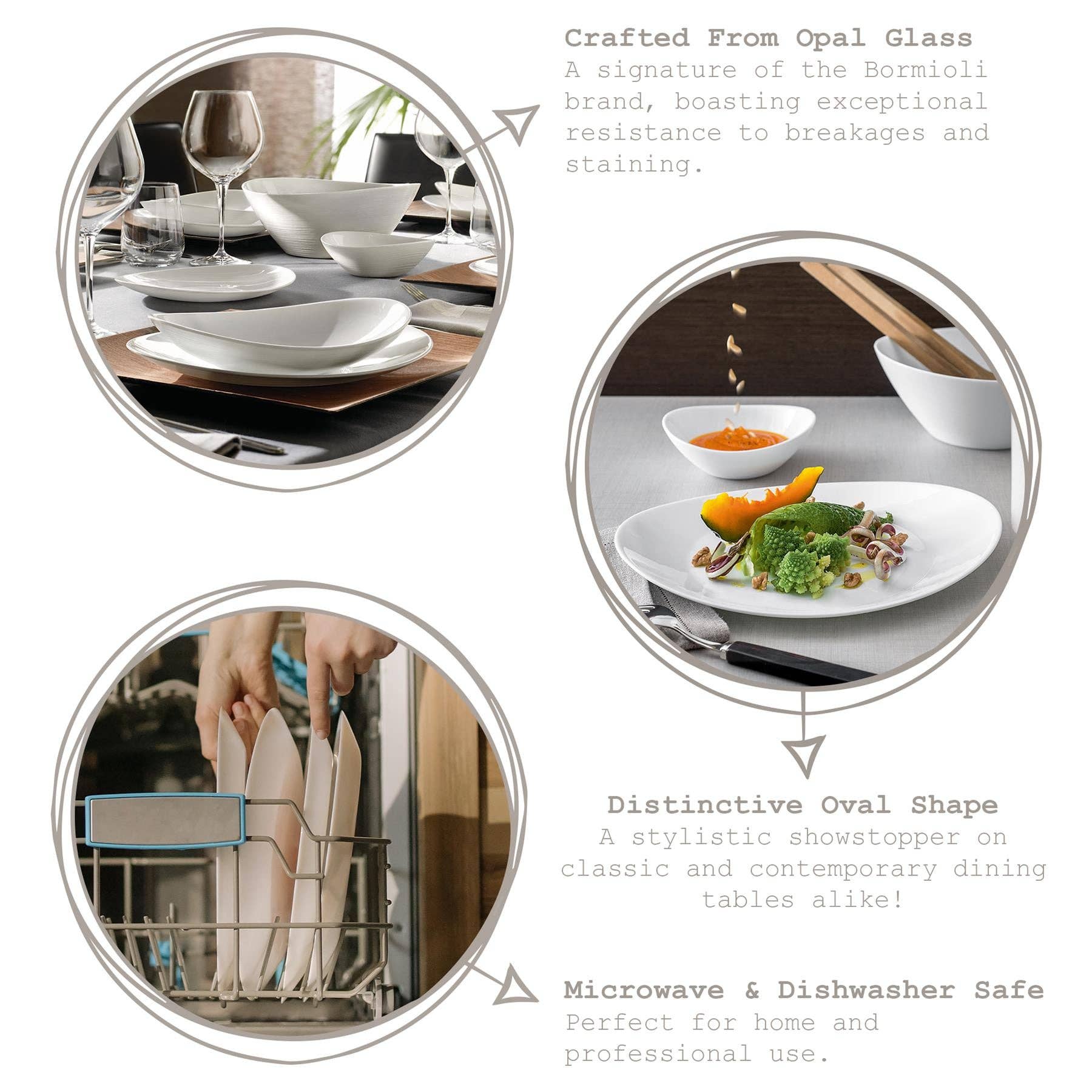 Rinkit Ltd - Wholesale Kom - Witte Prometeo ovale glazen salade schaal 25 cm - Bormioli Rocc4