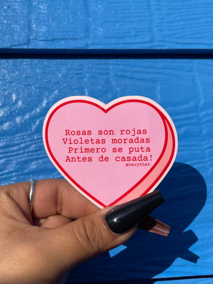 Puta Antes De Casada Conversation Heart Sticker for wholesale by Very That