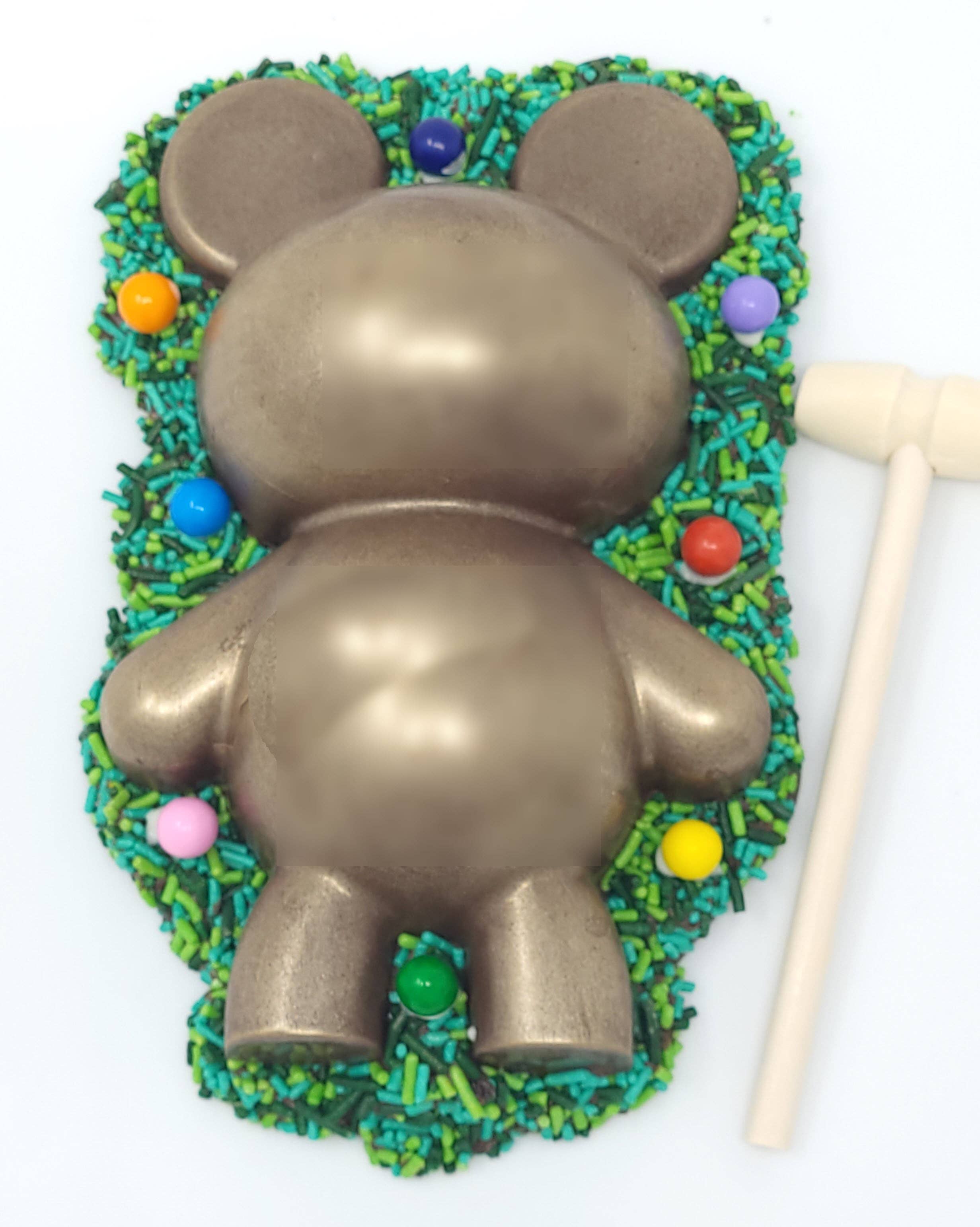 Wild Angel Treats, LLC - Wholesale Chocolate Covered Sweets - Gold Breakable Hollow Chocolate Bear with Candy1