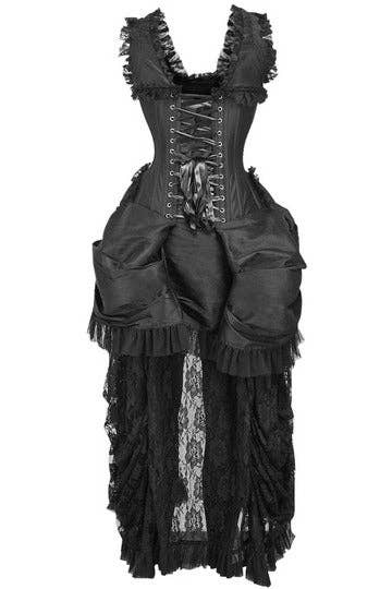 Daisy Corsets - Wholesale Costume - Women's - Top Drawer Steel Boned Black Lace Victorian Bustle Corset Dress2