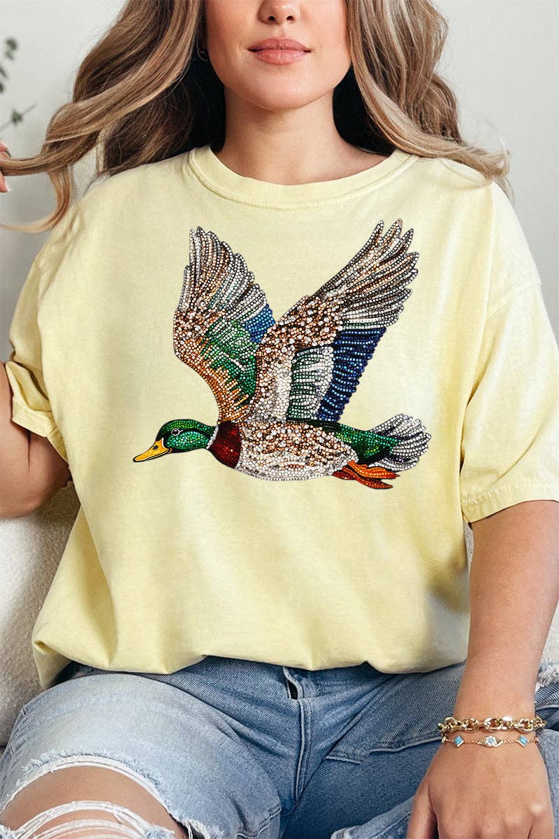 Wholesale Accessory Market - Wholesale Screen Printed T-Shirt - Women's - Faux Rhinestone Mallard Comfort Colors Adult Ring-Spun Cotton Tee10