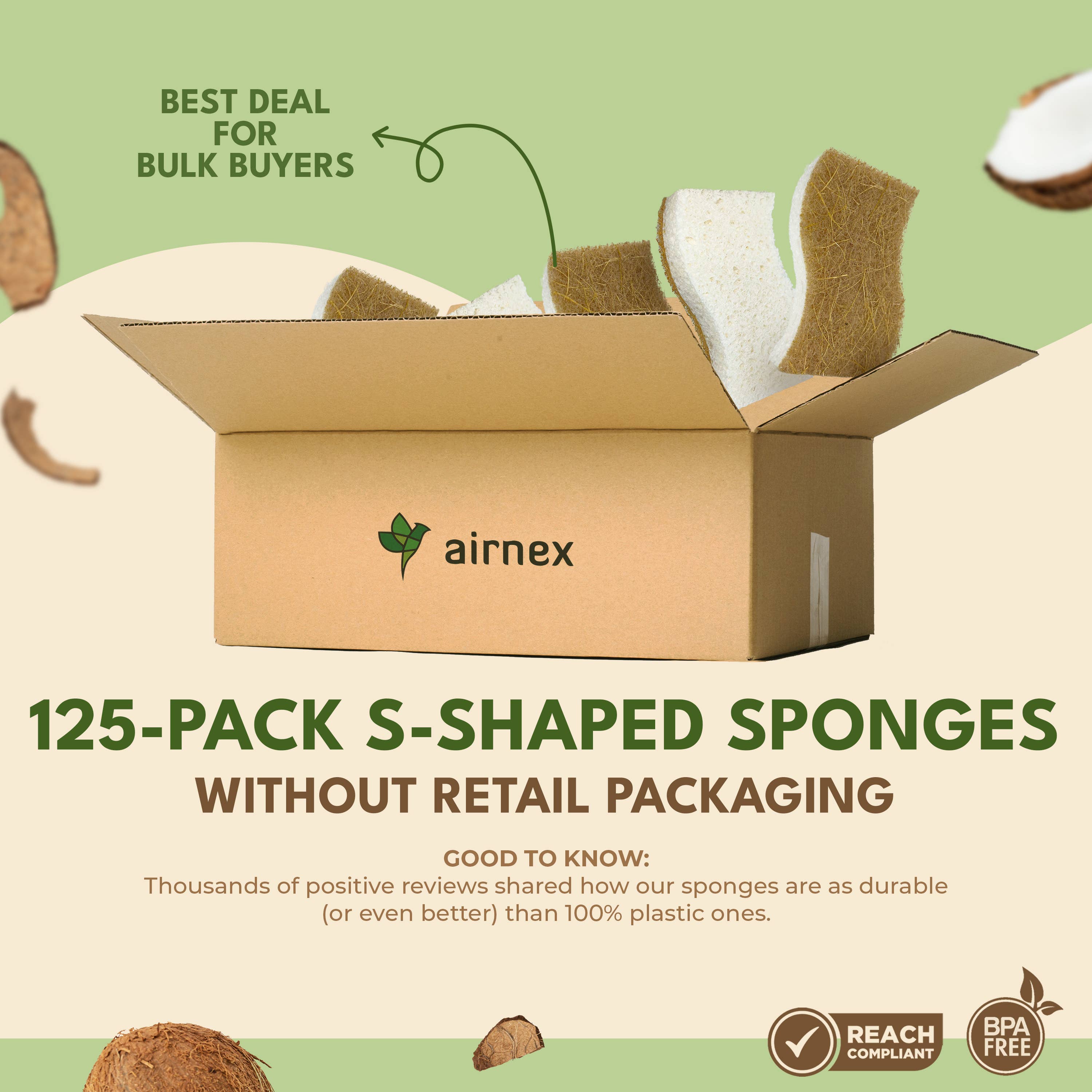 AIRNEX - Wholesale Cleaning Sponge - Eco Friendly Sponges for Cleaning - 125 Pack Dish Sponges3