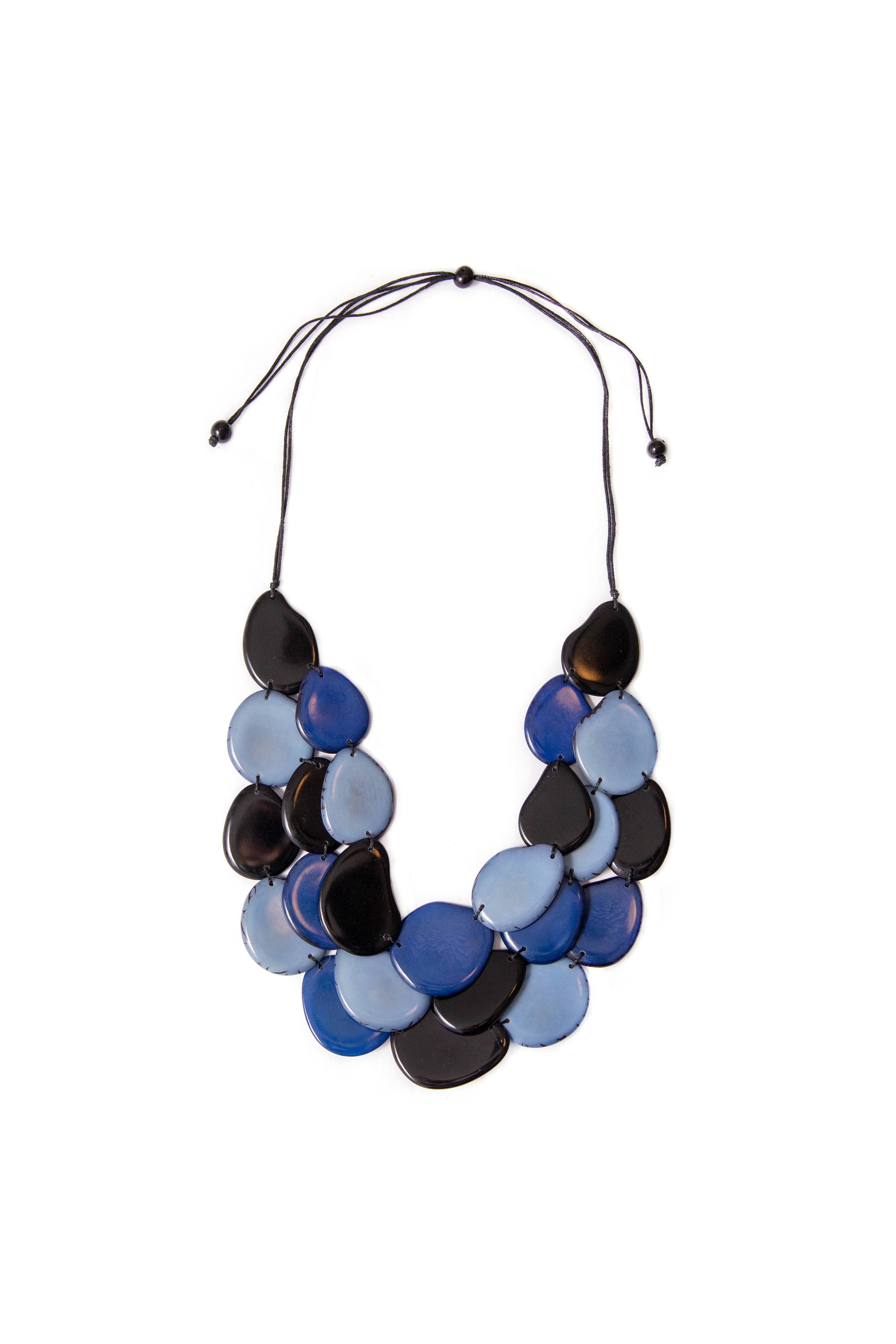 Organic Tagua Jewelry - Vente Collier de perles - Collier Amigas avec tranches plates de tagua superposées2