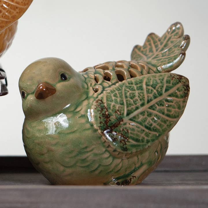 In Flight Olive Ceramic Birds S/2 for wholesale by Manual Woodworkers and Weavers, Inc.