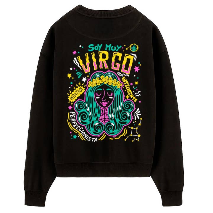 Sweatshirt PTFL Noire - ZODIAQUE Vierge pour la vente par Puterful