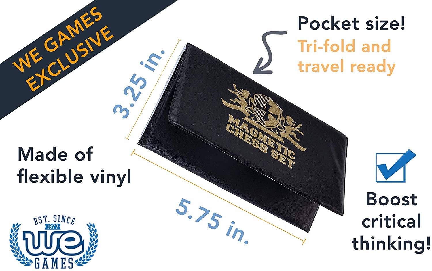 Wood Expressions - Wholesale Board Game - Mini Magnetic Pocket Chess Set Travel Trifold 6 in.3