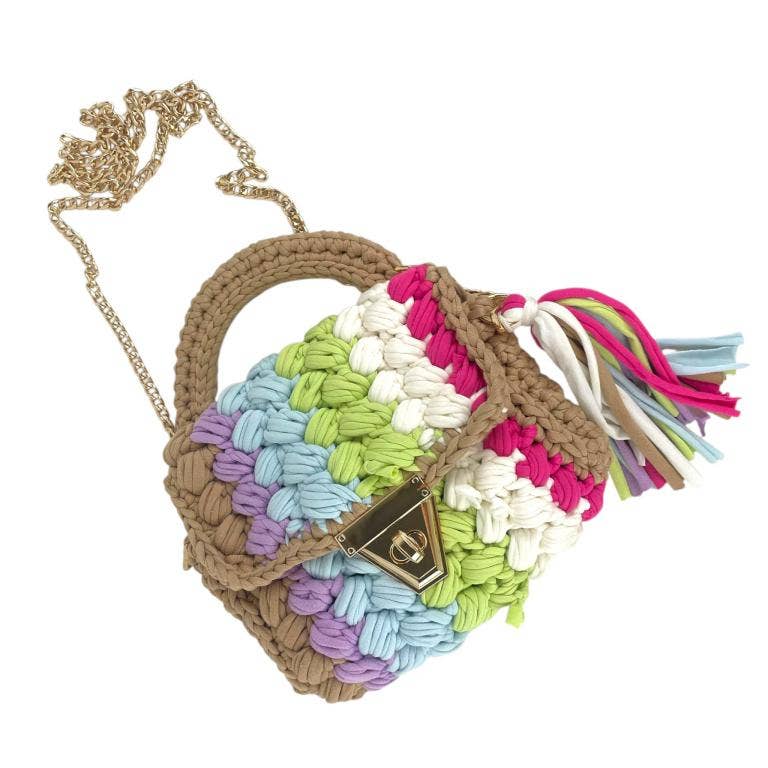 Chenson & Gorett - Wholesale Top Handle Bag - Women's - Cotton and Crochet Handbag for Women with Fringe