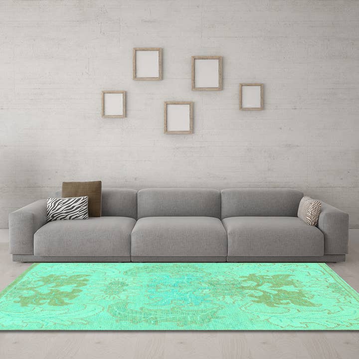 Machine Washable Abstract Turquoise Modern Area Rugs for wholesale by Ahgly