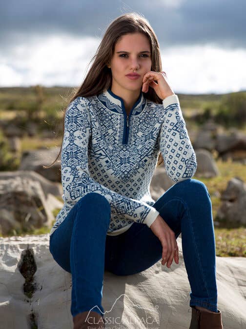 Valeska Baby Alpaca Quarter Zip Sweater for wholesale by Classic Alpaca