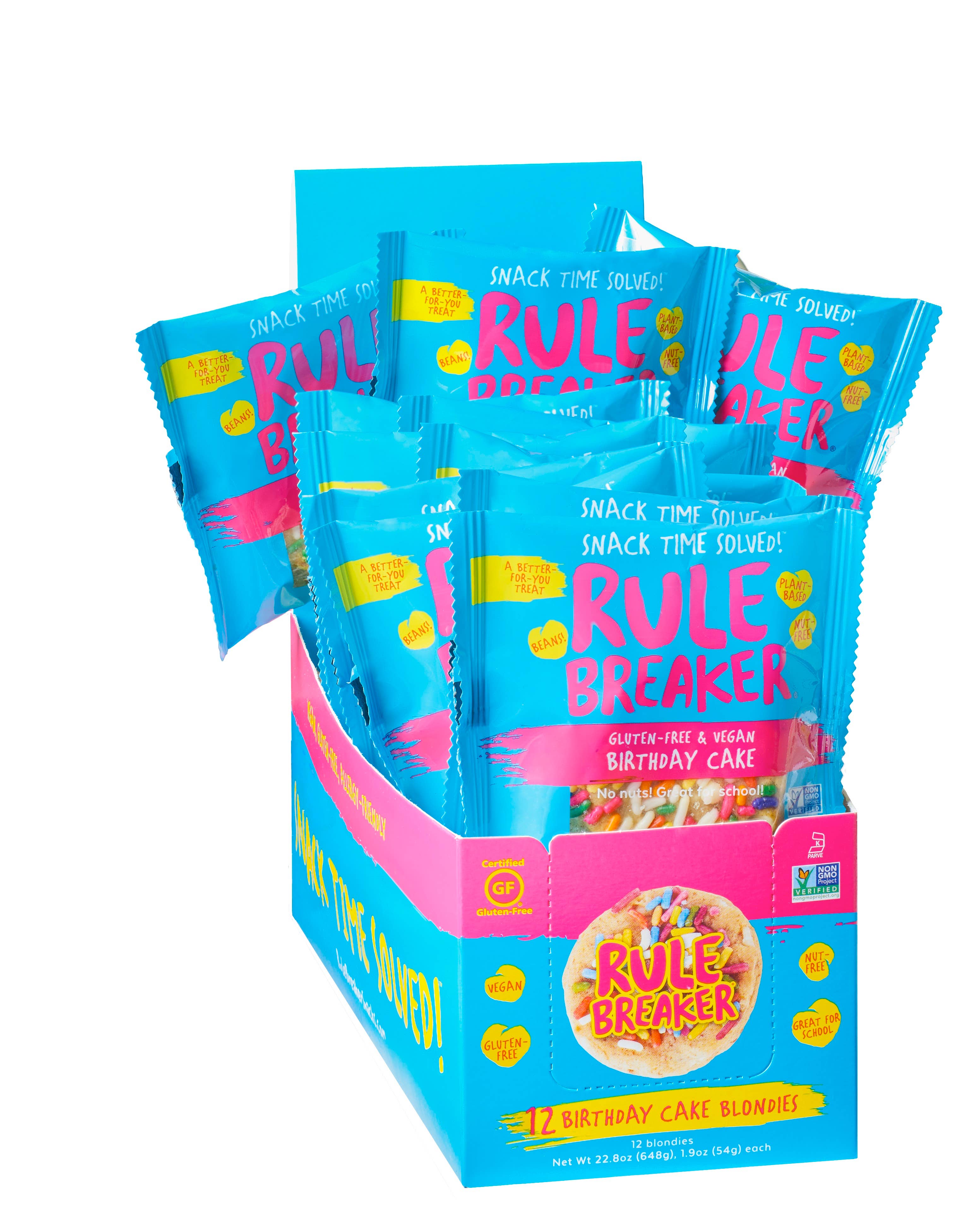 Rule Breaker Snacks - Wholesale Brownie - Birthday Cake 12-Count – Allergen-Free, GF6