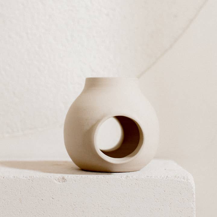 Claycraft - Wholesale Vase - Round ceramic ball vase open raw handmade design15