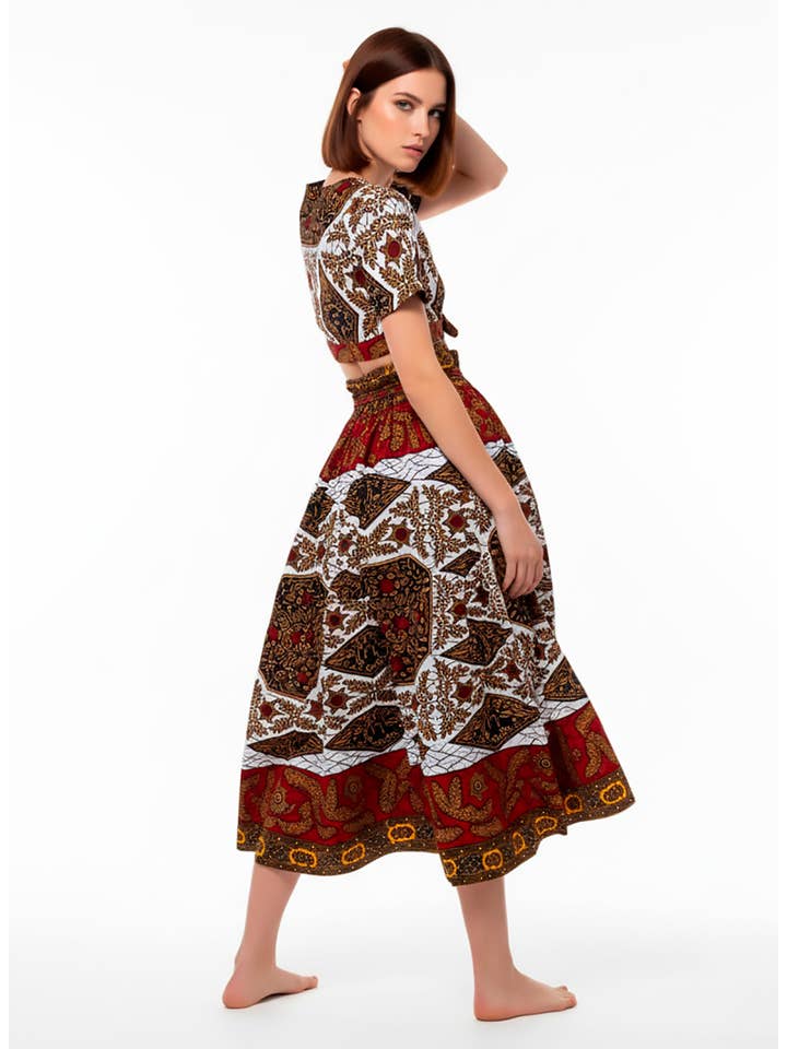 SUESES - Wholesale Top & Skirt Set - Women's - Set of maxi skirt and top with Harris sleeves.2