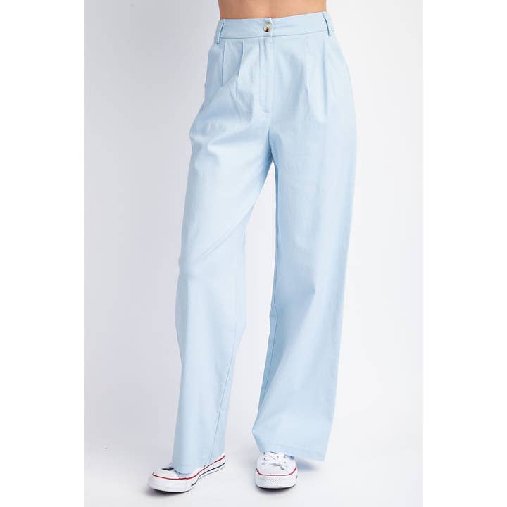 LT BLUE Cp4843 Pleated At Waist Linen Pants for wholesale on Faire