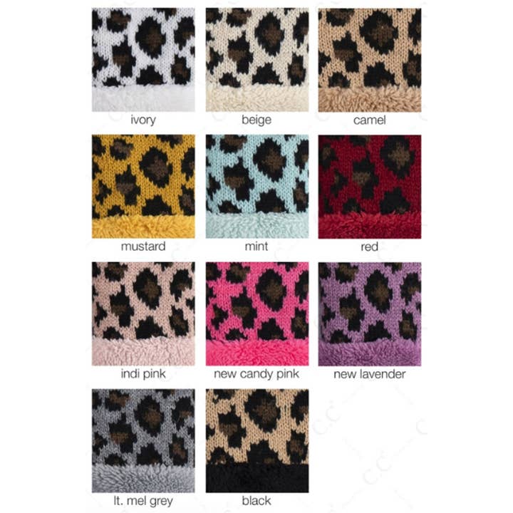 Hana – wholesale Mittens – Child – C.C Kids Knitted Leopard Fuzzy Lining Cuff Mitten9