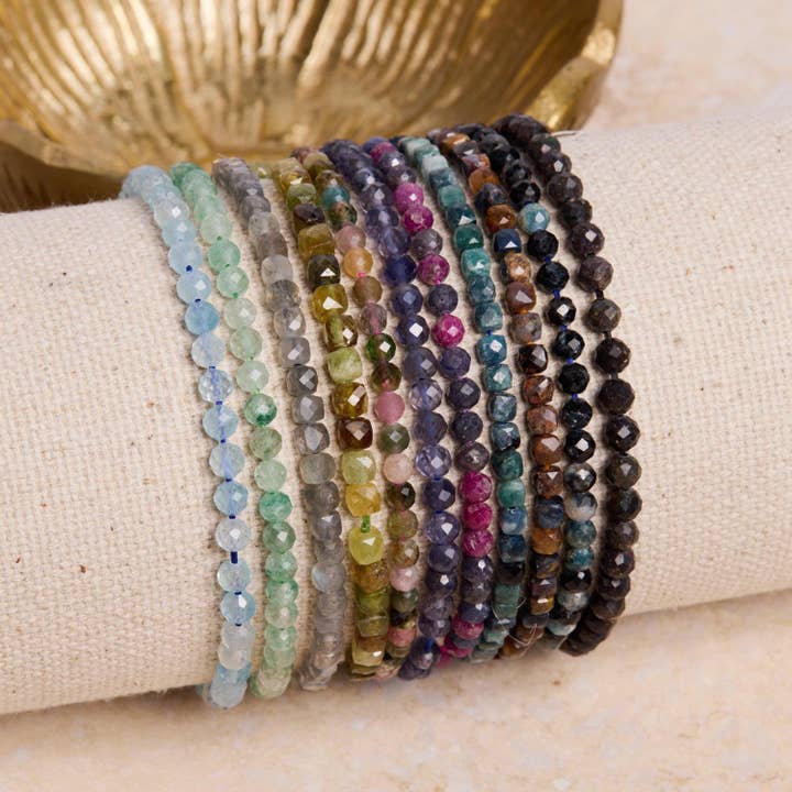 Beaded Gem Bracelets 4mm Faceted Genuine Gemstone Bracelet for wholesale by Soul & Little Rose