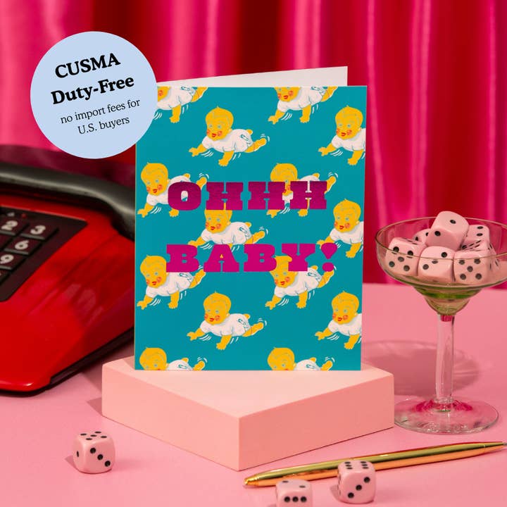 Ohh Baby – Foil New Baby ✿ Baby Shower Card for wholesale by Lucky Goods Paper