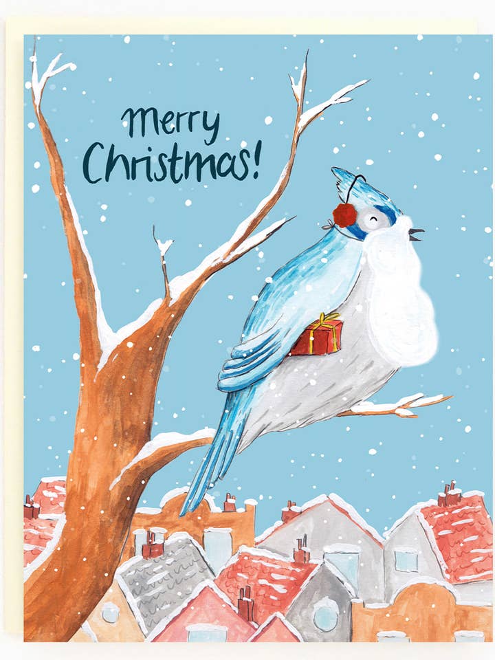 Holiday Blue Jay Card for wholesale by The Paperhood