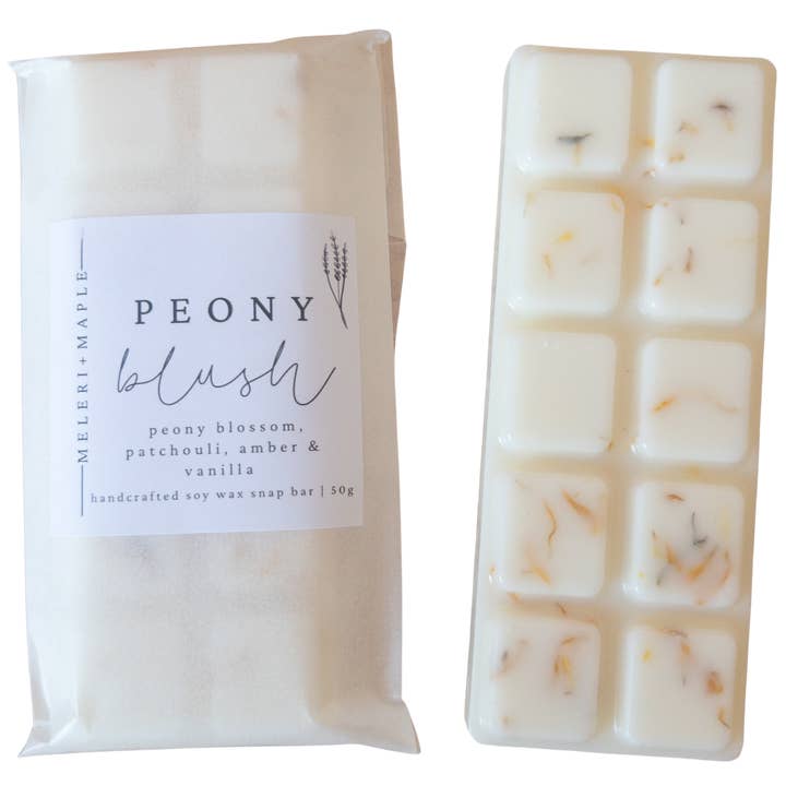 Peony Blush Scented Snap Bar Wax Melt for wholesale by Meleri and Maple Co