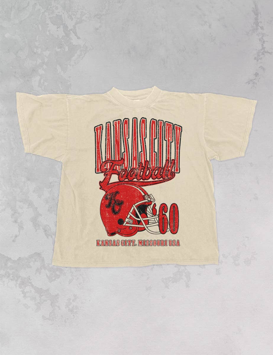The Clandestine Underground - Wholesale Screen printed t-shirt – Women′s - 90's Vintage Kansas City Football Boxy Oversized TShirt