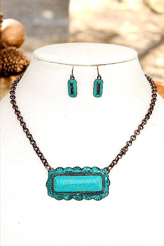 Andrea Bijoux – Großhandel Schmucksets – RECHTECKIGER GERAHMTER EDELSTEIN-ANHÄNGER-HALSKETTEN-SET2