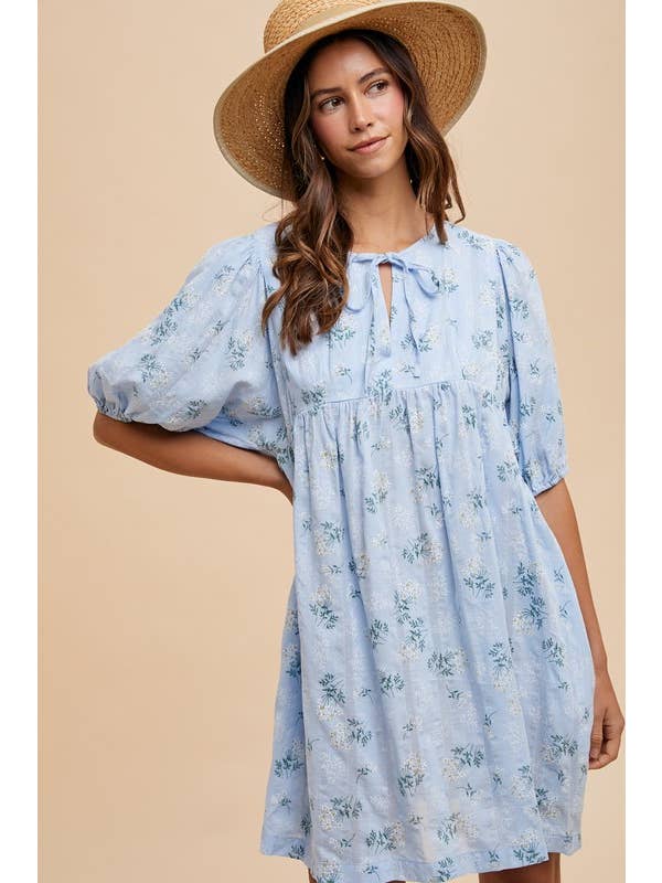 Vanilla Monkey - Wholesale Dress - Women's - Floral Print Loose Fit Babydoll Mini Dress1